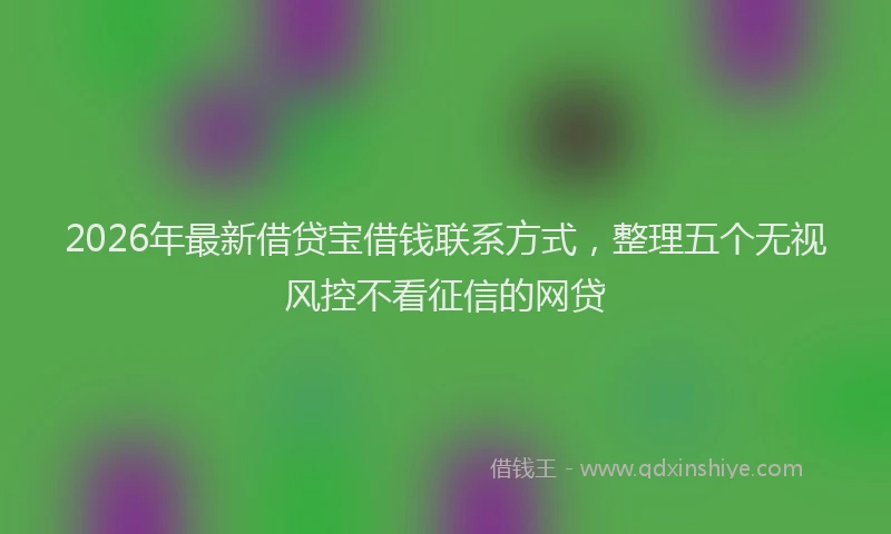 2026年最新借贷宝借钱联系方式，整理五个无视风控不看征信的网贷