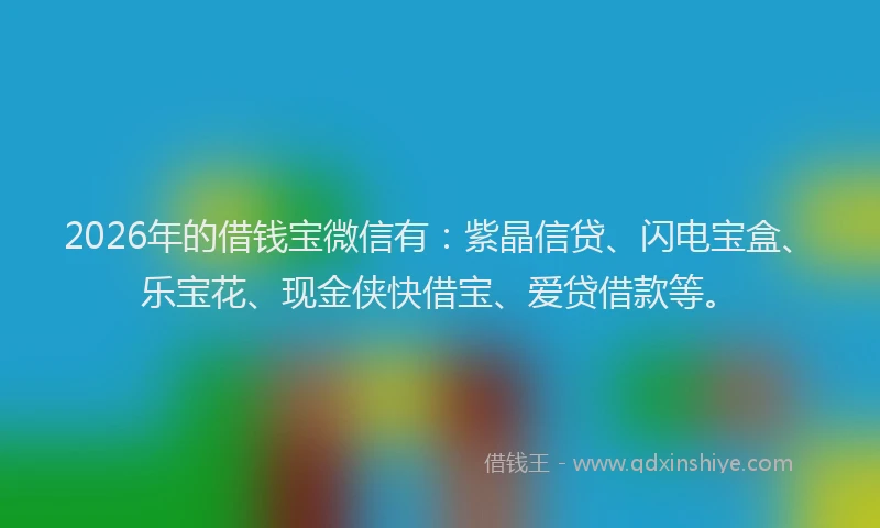 2026年的借钱宝微信有：紫晶信贷、闪电宝盒、乐宝花、现金侠快借宝、爱贷借款等。