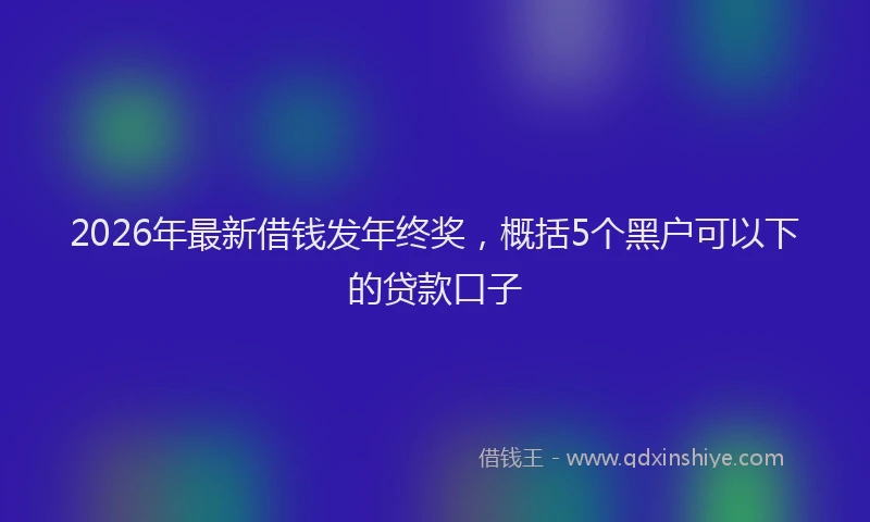 2026年最新借钱发年终奖，概括5个黑户可以下的贷款口子