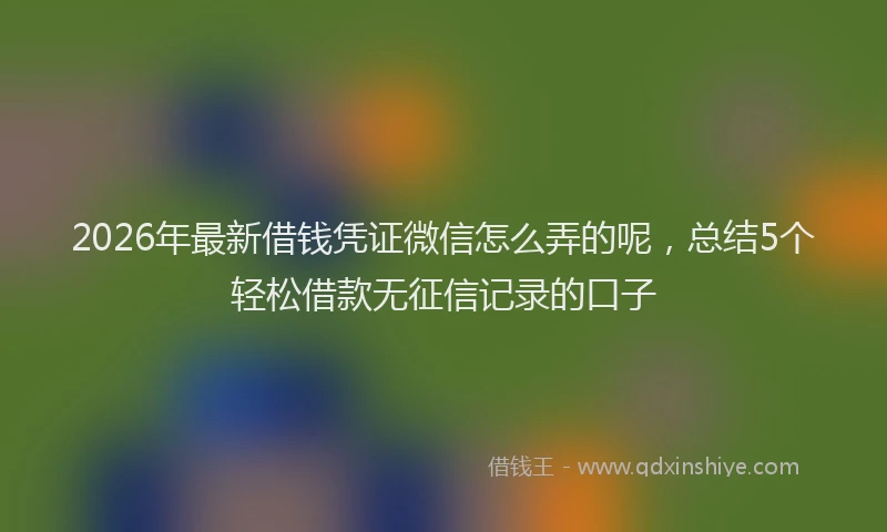 2026年最新借钱凭证微信怎么弄的呢，总结5个轻松借款无征信记录的口子