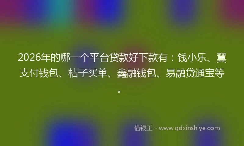 2026年的哪一个平台贷款好下款有：钱小乐、翼支付钱包、桔子买单、鑫融钱包、易融贷通宝等。