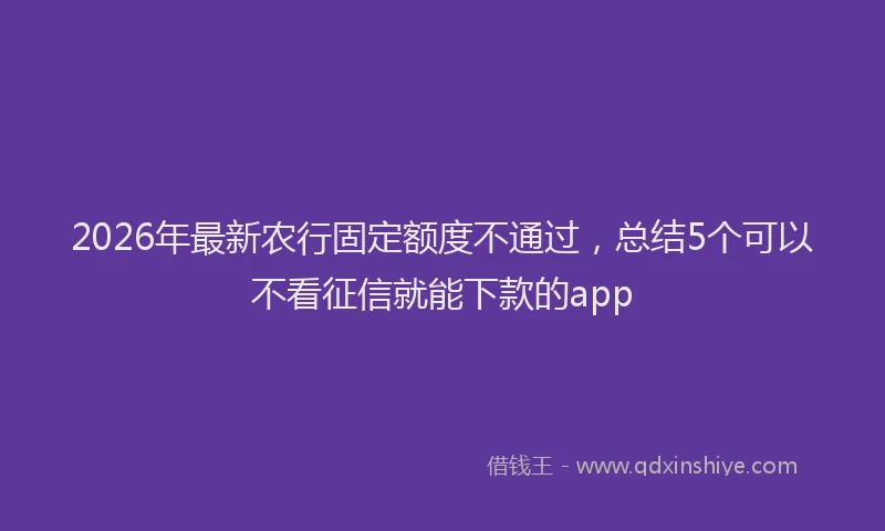 2026年最新农行固定额度不通过,总结5个可以不看征信就能下款的app