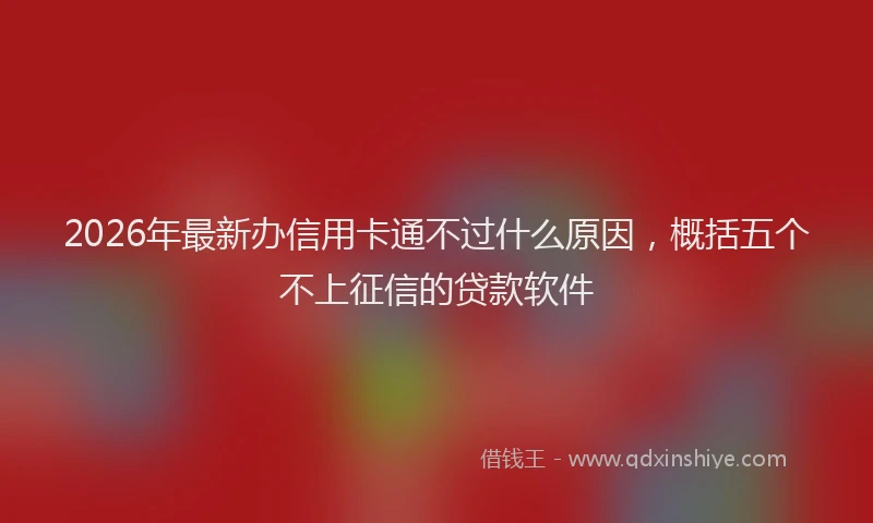 2026年最新办信用卡通不过什么原因，概括五个不上征信的贷款软件