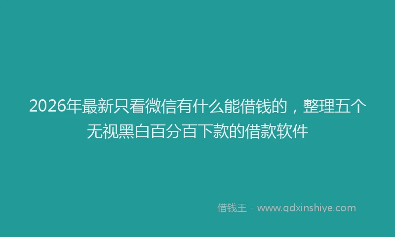 2026年最新只看微信有什么能借钱的，整理五个无视黑白百分百下款的借款软件