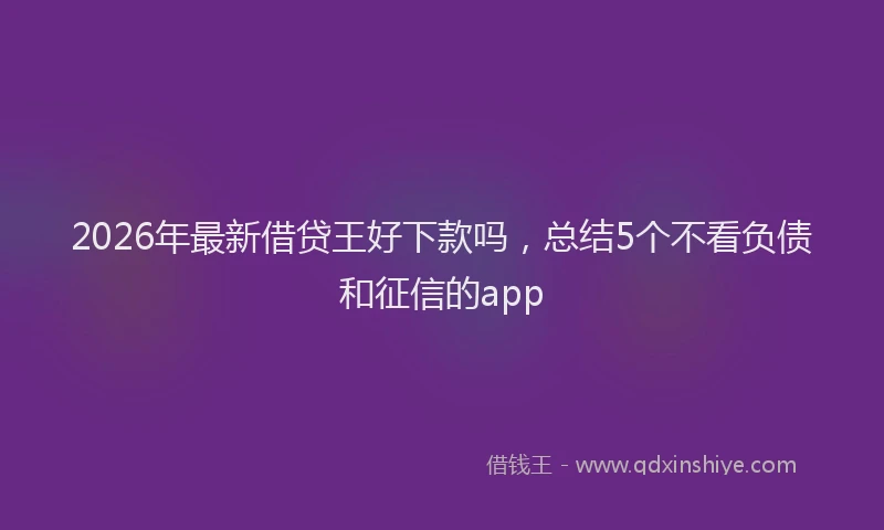 2026年最新借贷王好下款吗，总结5个不看负债和征信的app