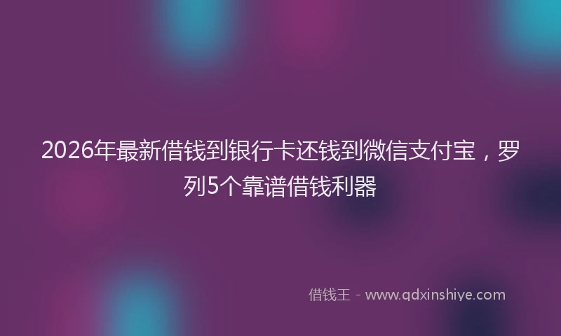 2026年最新借钱到银行卡还钱到微信支付宝，罗列5个靠谱借钱利器