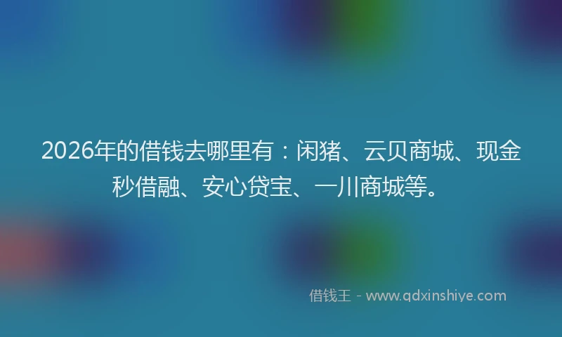 2026年的借钱去哪里有：闲猪、云贝商城、现金秒借融、安心贷宝、一川商城等。