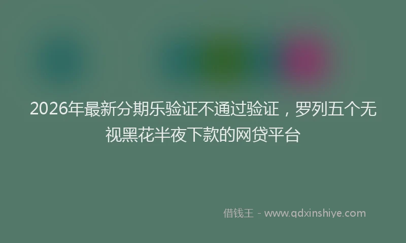 2026年最新分期乐验证不通过验证，罗列五个无视黑花半夜下款的网贷平台