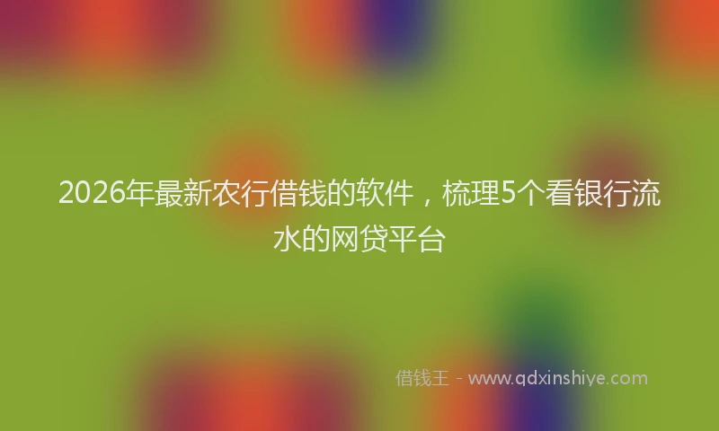 2026年最新农行借钱的软件，梳理5个看银行流水的网贷平台