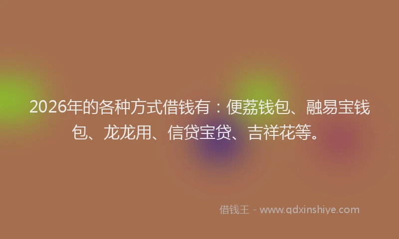 2026年的各种方式借钱有：便荔钱包、融易宝钱包、龙龙用、信贷宝贷、吉祥花等。