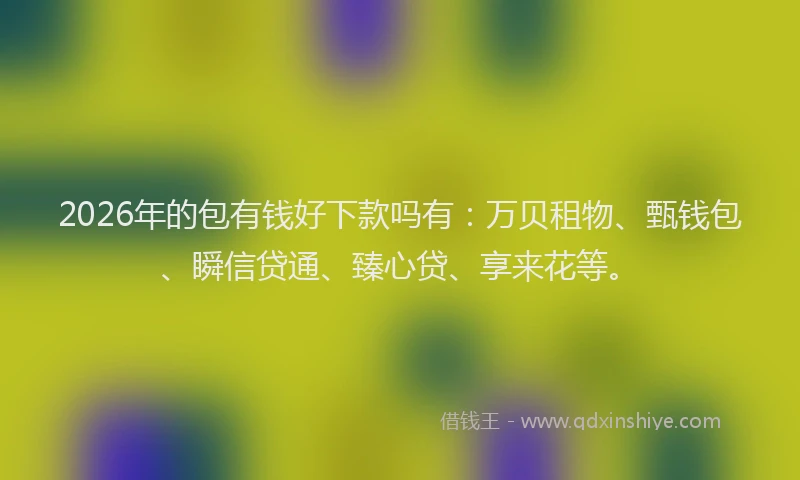 2026年的包有钱好下款吗有：万贝租物、甄钱包、瞬信贷通、臻心贷、享来花等。
