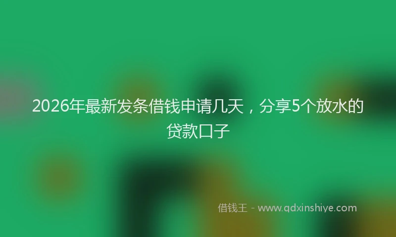 2026年最新发条借钱申请几天,分享5个放水的贷款口子