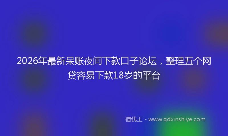 2026年最新呆账夜间下款口子论坛,整理五个网贷容易下款18岁的平台