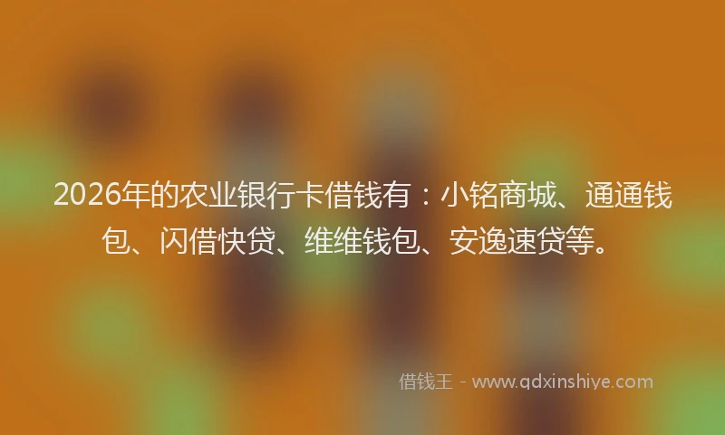 2026年的农业银行卡借钱有：小铭商城、通通钱包、闪借快贷、维维钱包、安逸速贷等。