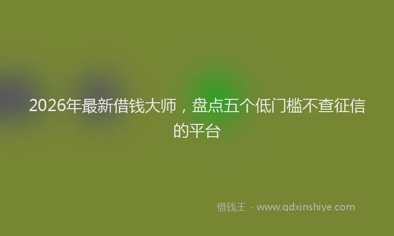 2026年最新借钱大师,盘点五个低门槛不查征信的平台