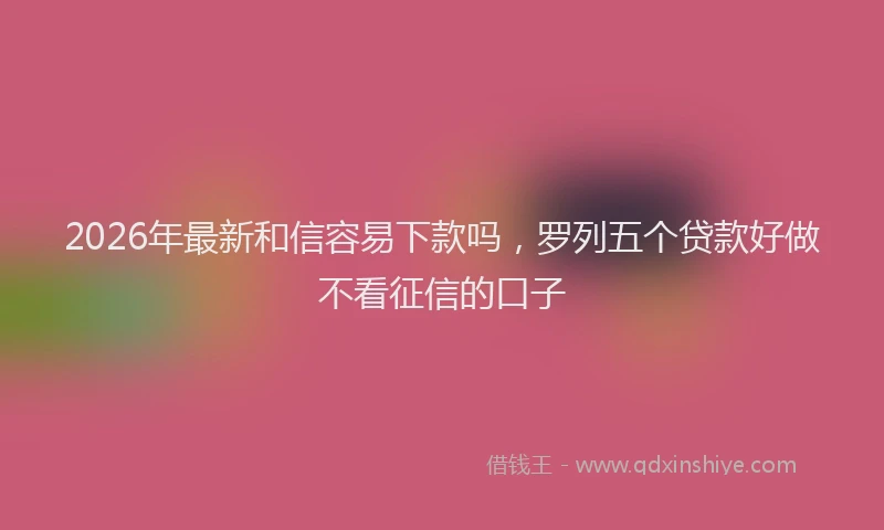 2026年最新和信容易下款吗,罗列五个贷款好做不看征信的口子