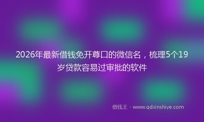 2026年最新借钱免开尊口的微信名，梳理5个19岁贷款容易过审批的软件