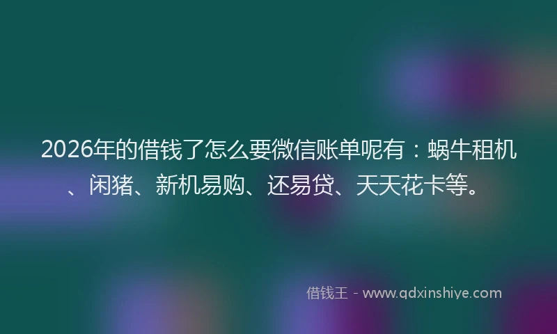 2026年的借钱了怎么要微信账单呢有:蜗牛租机、闲猪、新机易购、还易贷、天天花卡等。