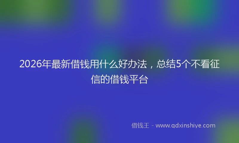 2026年最新借钱用什么好办法,总结5个不看征信的借钱平台
