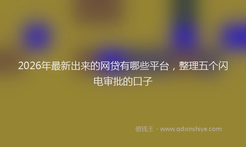 2026年最新出来的网贷有哪些平台，整理五个闪电审批的口子