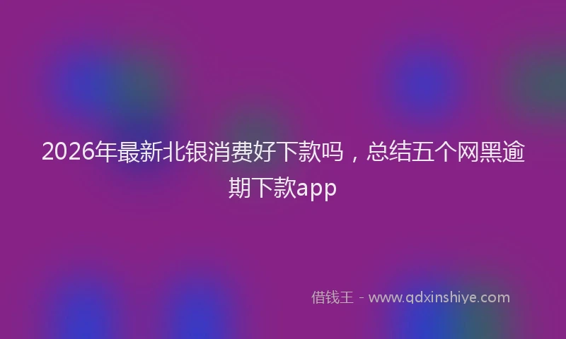 2026年最新北银消费好下款吗，总结五个网黑逾期下款app