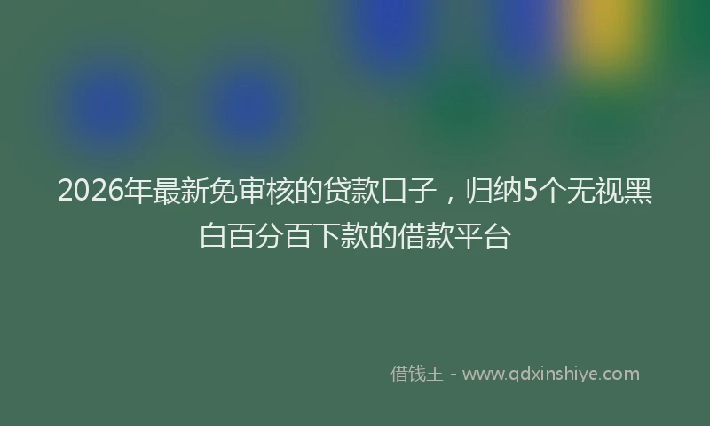 2026年最新免审核的贷款口子,归纳5个无视黑白百分百下款的借款平台