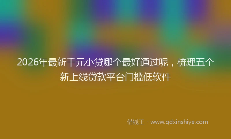 2026年最新千元小贷哪个最好通过呢,梳理五个新上线贷款平台门槛低软件