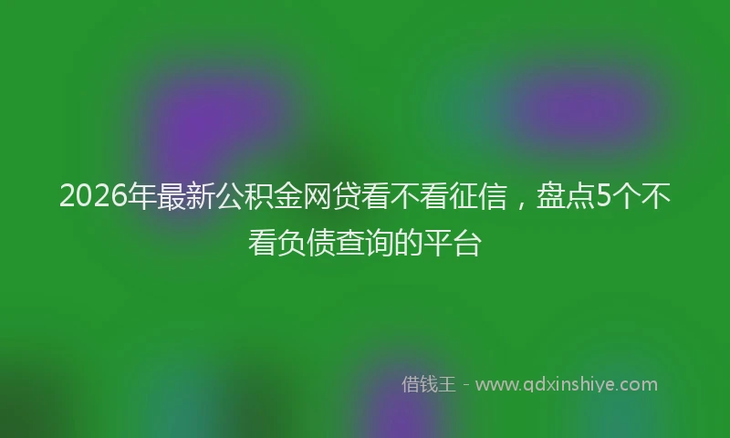2026年最新公积金网贷看不看征信，盘点5个不看负债查询的平台