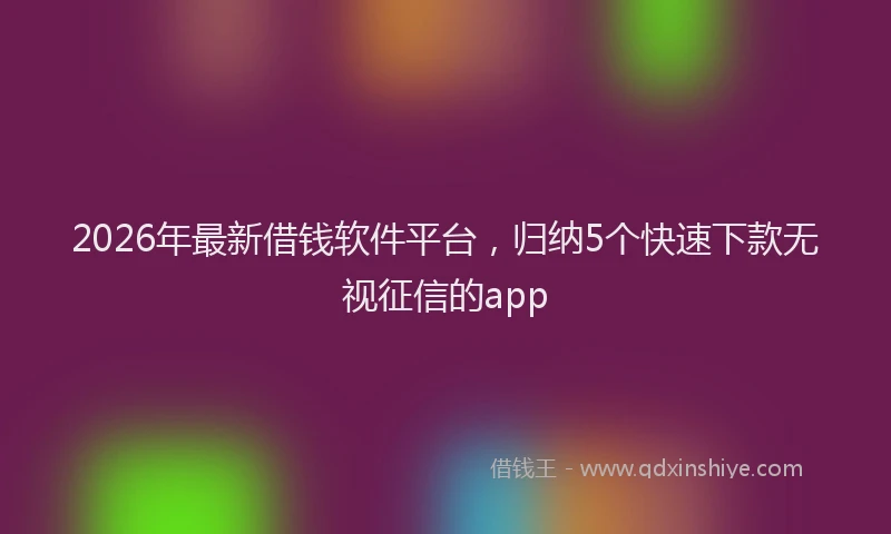 2026年最新借钱软件平台，归纳5个快速下款无视征信的app