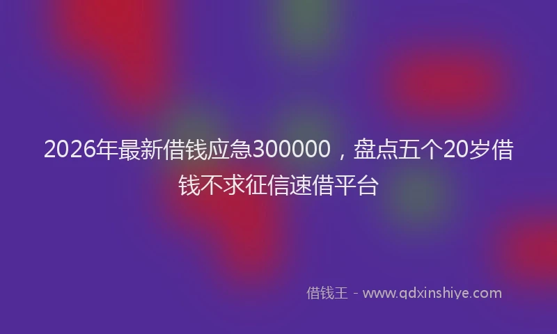 2026年最新借钱应急300000，盘点五个20岁借钱不求征信速借平台