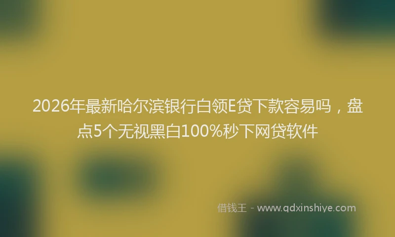 2026年最新哈尔滨银行白领E贷下款容易吗，盘点5个无视黑白100%秒下网贷软件