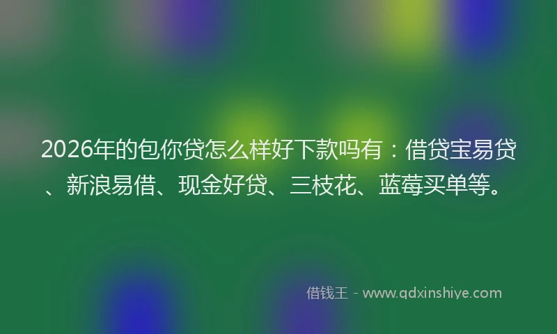 2026年的包你贷怎么样好下款吗有:借贷宝易贷、新浪易借、现金好贷、三枝花、蓝莓买单等。