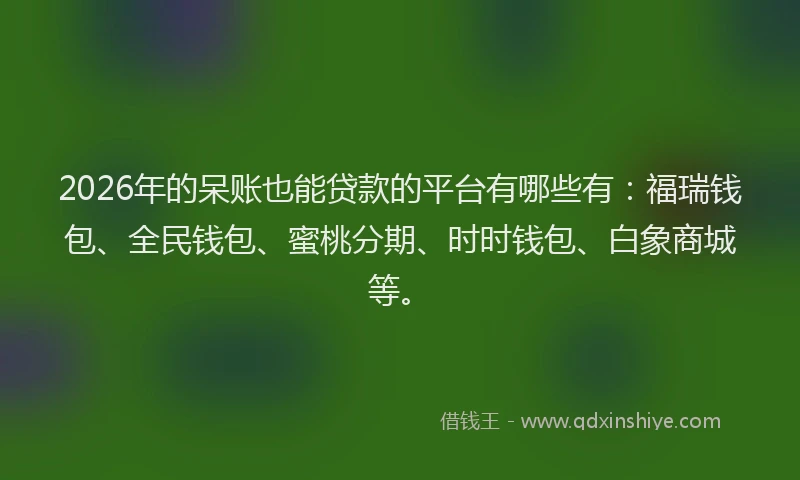 2026年的呆账也能贷款的平台有哪些有:福瑞钱包、全民钱包、蜜桃分期、时时钱包、白象商城等。