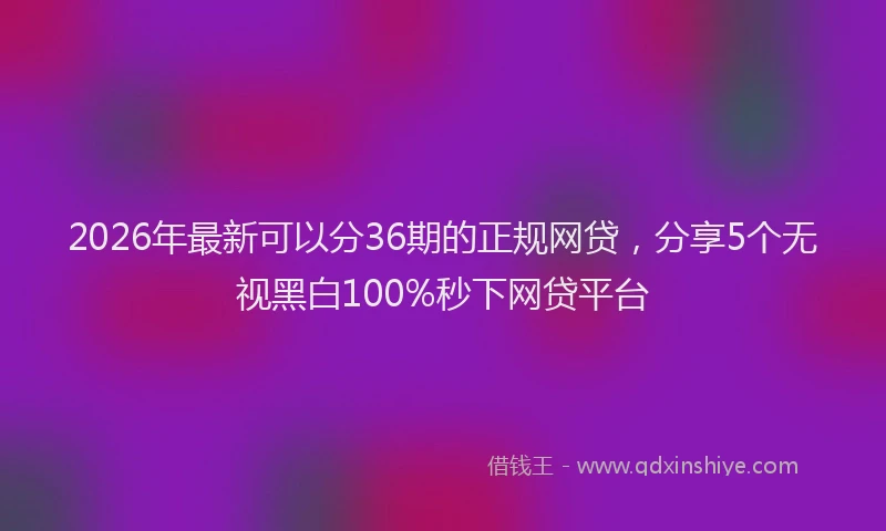 2026年最新可以分36期的正规网贷，分享5个无视黑白100%秒下网贷平台