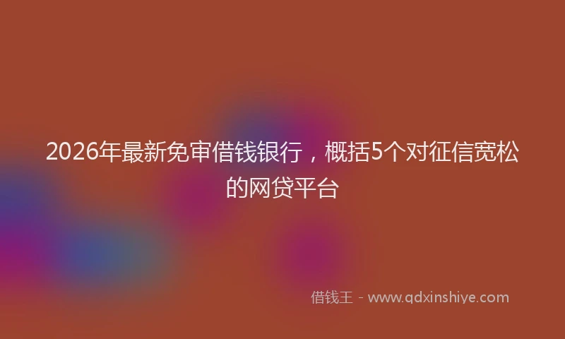2026年最新免审借钱银行，概括5个对征信宽松的网贷平台