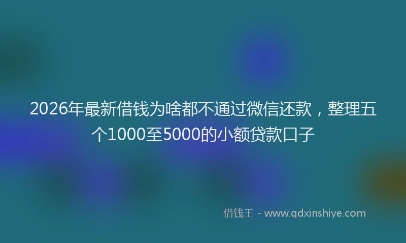 2026年最新借钱为啥都不通过微信还款，整理五个1000至5000的小额贷款口子