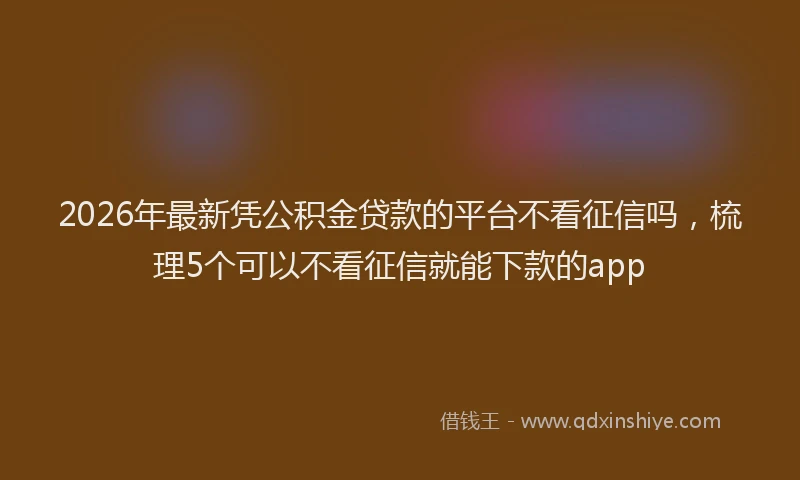 2026年最新凭公积金贷款的平台不看征信吗,梳理5个可以不看征信就能下款的app