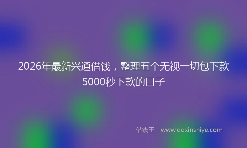 2026年最新兴通借钱,整理五个无视一切包下款5000秒下款的口子