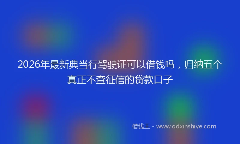 2026年最新典当行驾驶证可以借钱吗，归纳五个真正不查征信的贷款口子