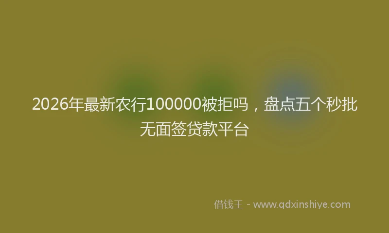 2026年最新农行100000被拒吗,盘点五个秒批无面签贷款平台