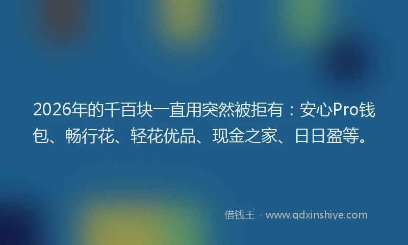 2026年的千百块一直用突然被拒有:安心Pro钱包、畅行花、轻花优品、现金之家、日日盈等。