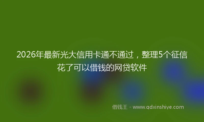 2026年最新光大信用卡通不通过，整理5个征信花了可以借钱的网贷软件