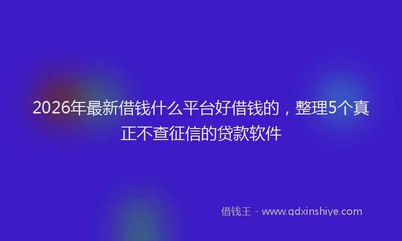 2026年最新借钱什么平台好借钱的，整理5个真正不查征信的贷款软件