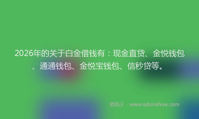 2026年的关于白金借钱有：现金直贷、金悦钱包、通通钱包、金悦宝钱包、信秒贷等。