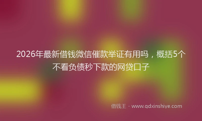 2026年最新借钱微信催款举证有用吗,概括5个不看负债秒下款的网贷口子