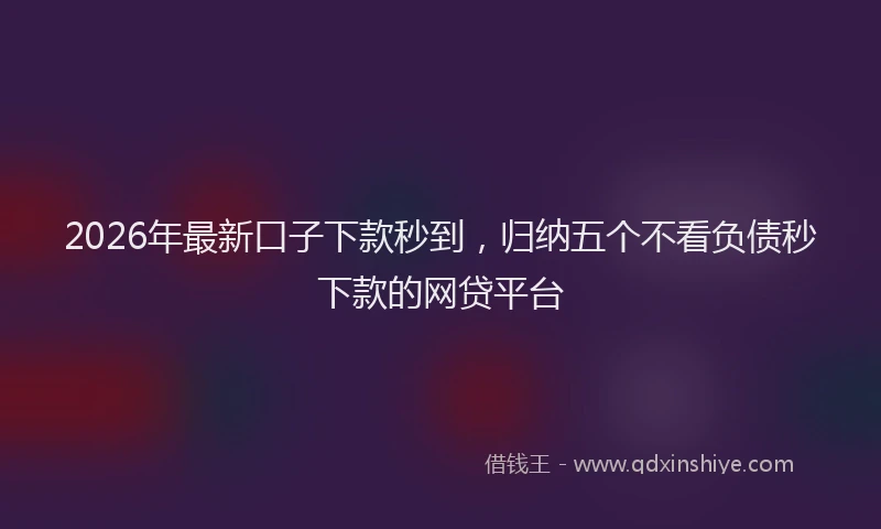2026年最新口子下款秒到,归纳五个不看负债秒下款的网贷平台