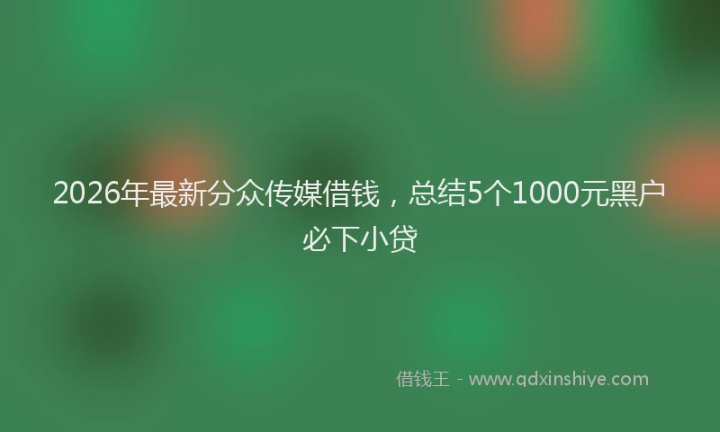 2026年最新分众传媒借钱，总结5个1000元黑户必下小贷