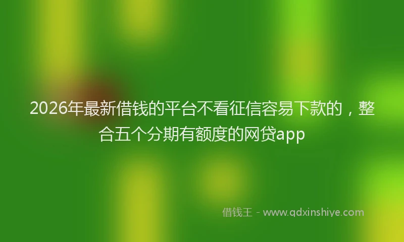 2026年最新借钱的平台不看征信容易下款的，整合五个分期有额度的网贷app