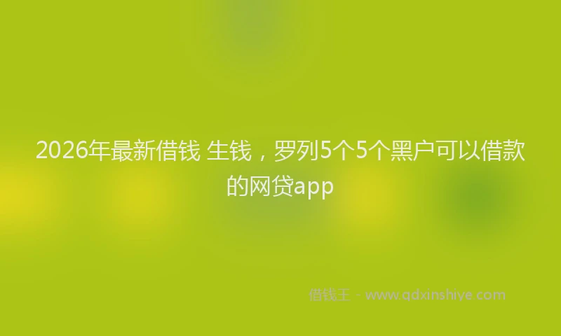 2026年最新借钱 生钱，罗列5个5个黑户可以借款的网贷app