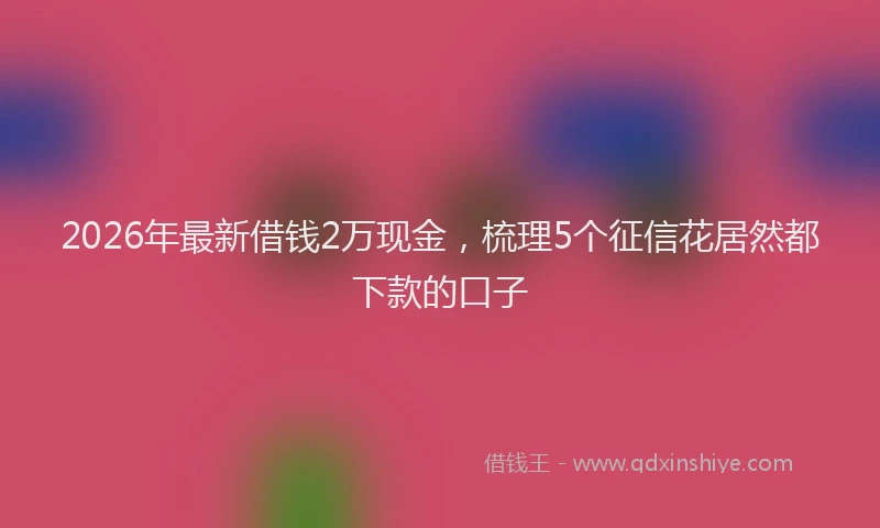 2026年最新借钱2万现金，梳理5个征信花居然都下款的口子